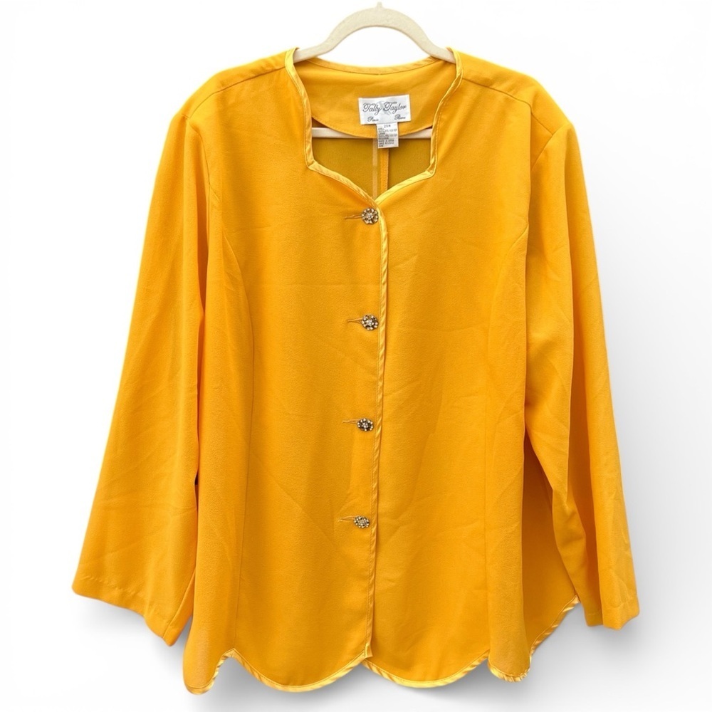 vintage yellow scalloped hem statement jacket plus size